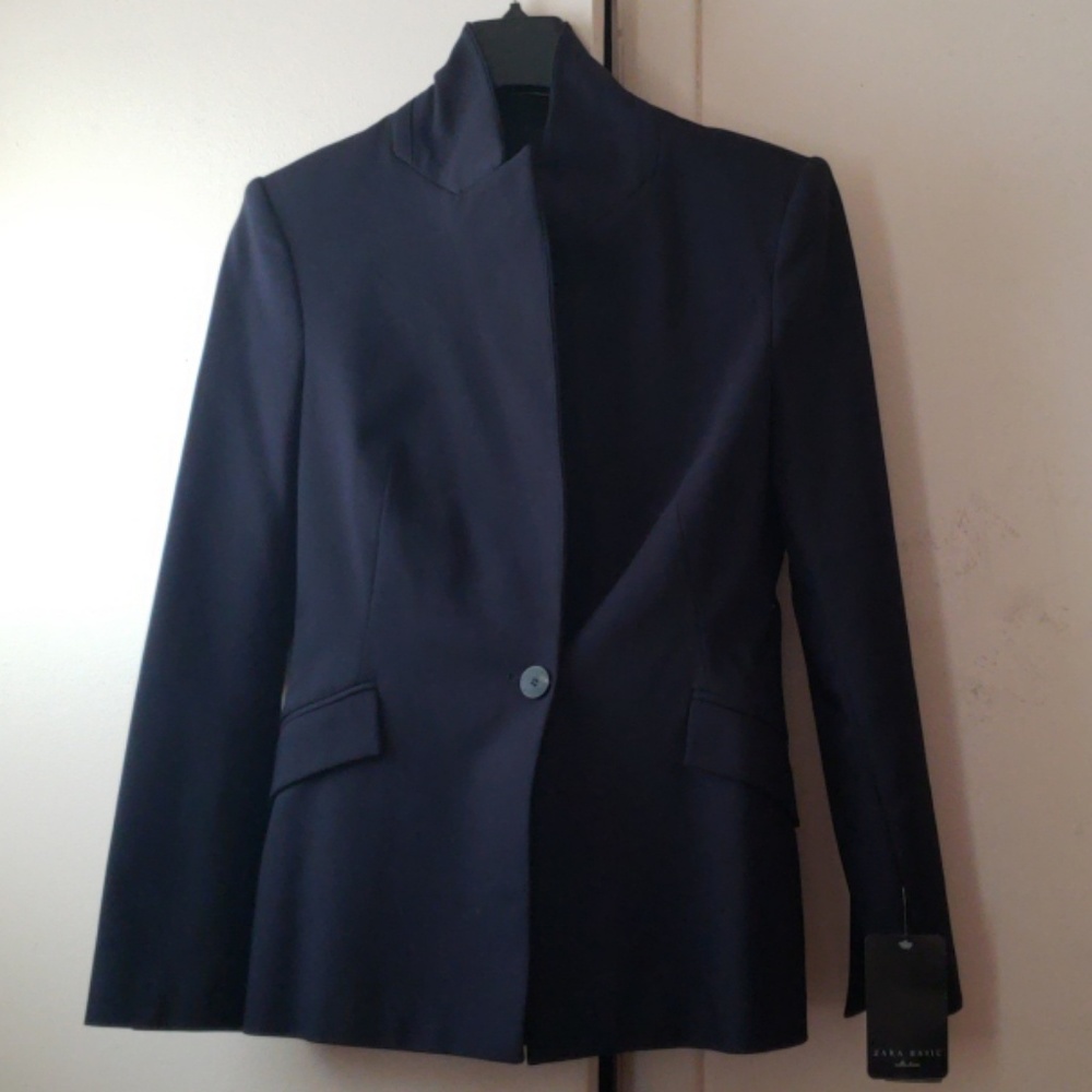 Zara Suit Jacket Navy Blue Size M